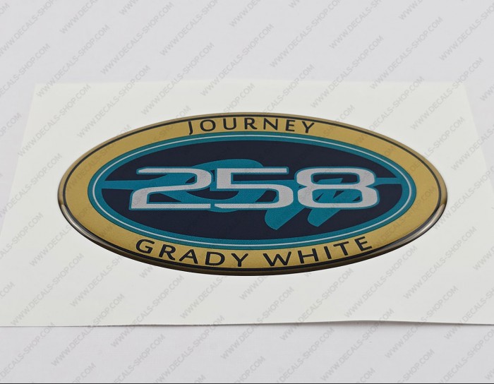 Grady White 258 Journey Raised Domed 3D Decal 5" x 2.7" 1pcs.
